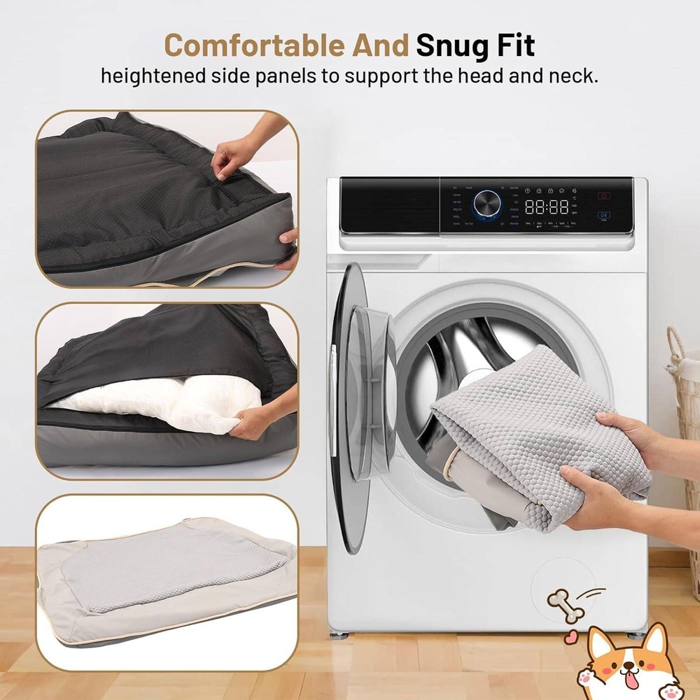 Premium Orthopedic Dog Bed Bolster Design Waterproof Washable- Size (24" x 29") - Picture 6 of 7